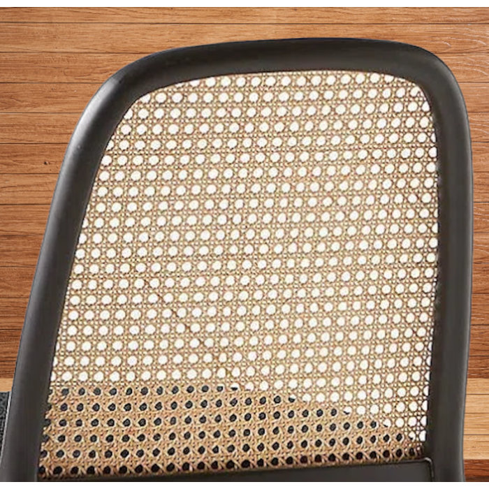 Bay Isle Home Daemyn Black Cane Dining Room Boucle + Rattan Chairs Wayfair